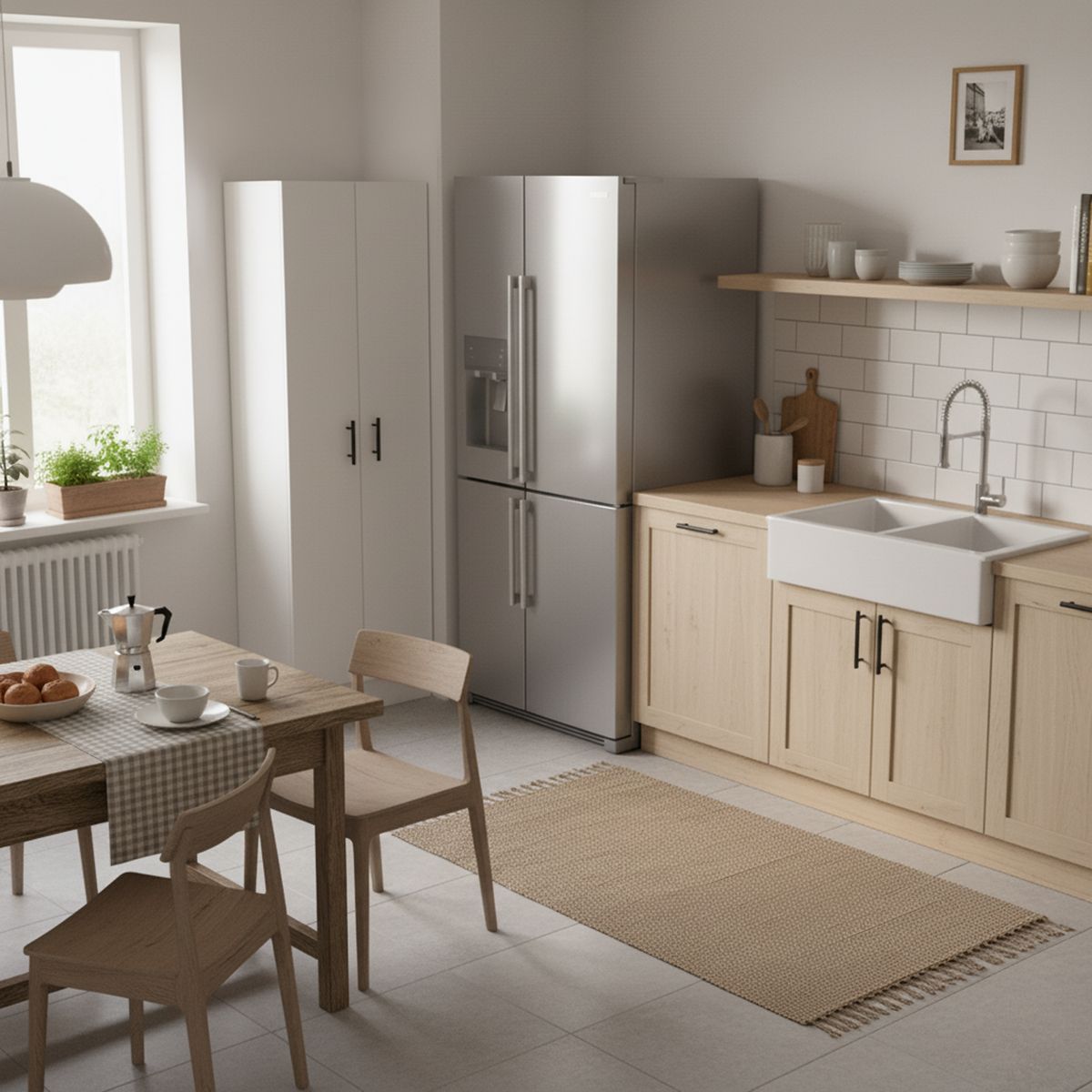 TUHOME - Mueble de cocina despensa multiusos Kitchen 170X56X30,2 cm blanco