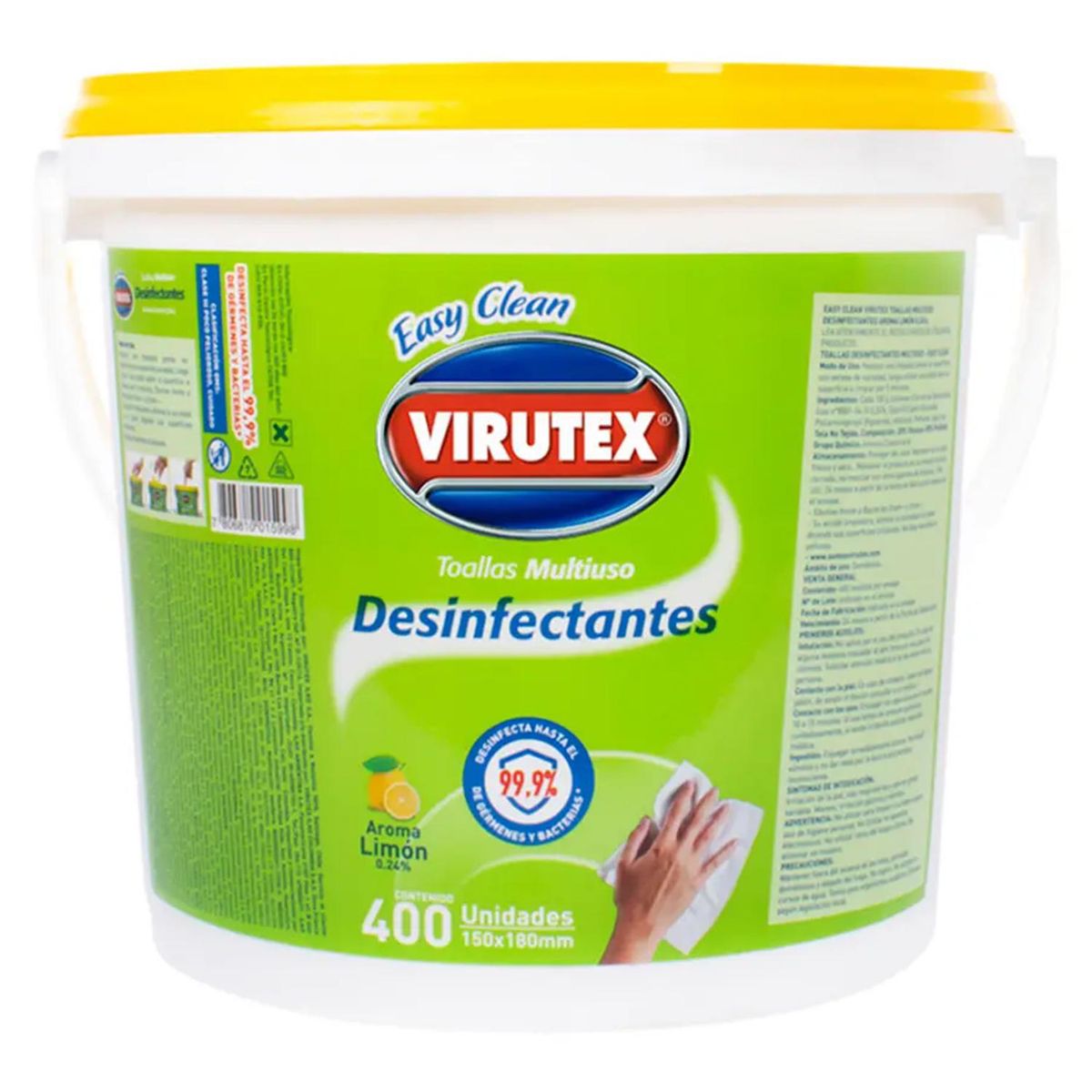 VIRUTEX - Toallas Desinfectantes Multiuso Virutex Limón 400 Unidades