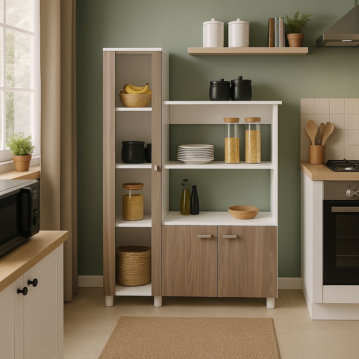 TECNOMOBILI - Mueble de cocina 96,2x41,8x142,5 blanco/carvalho