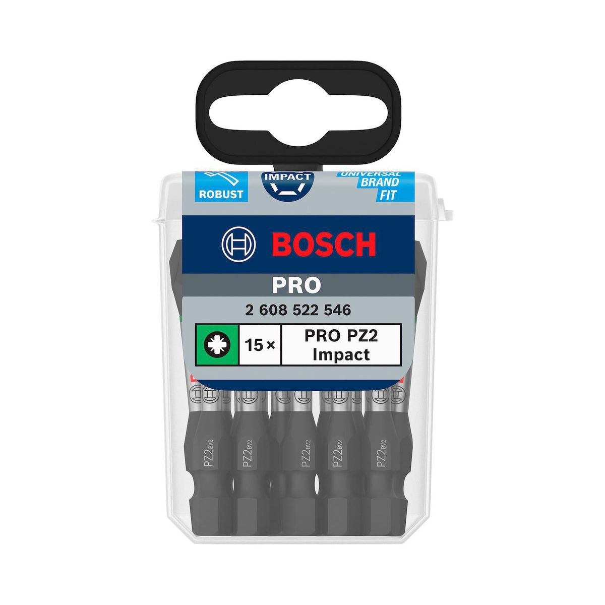 BOSCH - Juego de Puntas Bosch PRO Pozidriv Impact PZ2 55mm, 15un