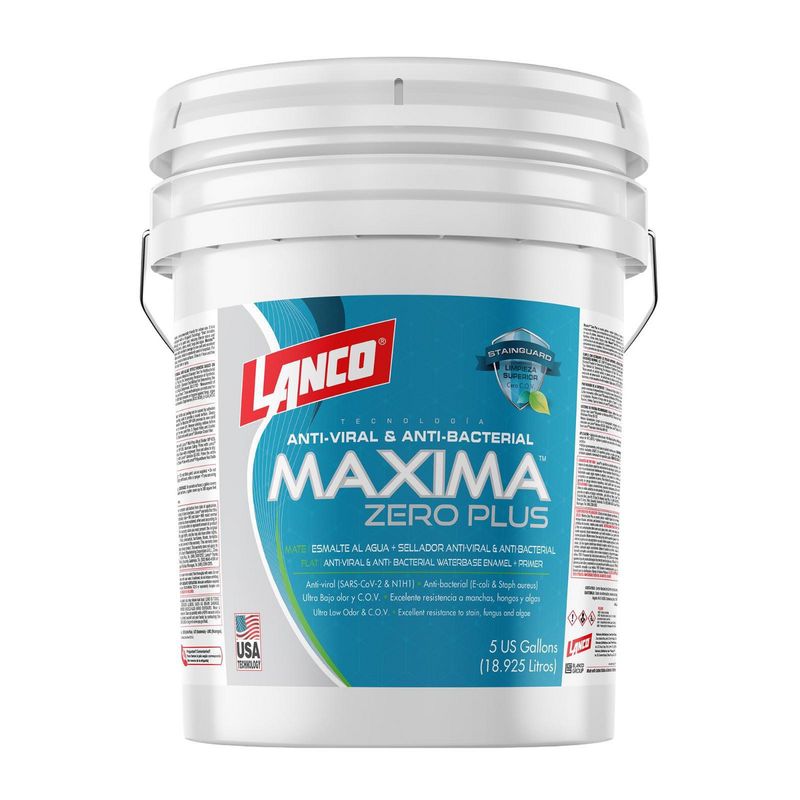 LANCO - Esmalte Agua Satin Maxima Zero Plus Stainguard Semibrillante 4 galón(es) Blanco