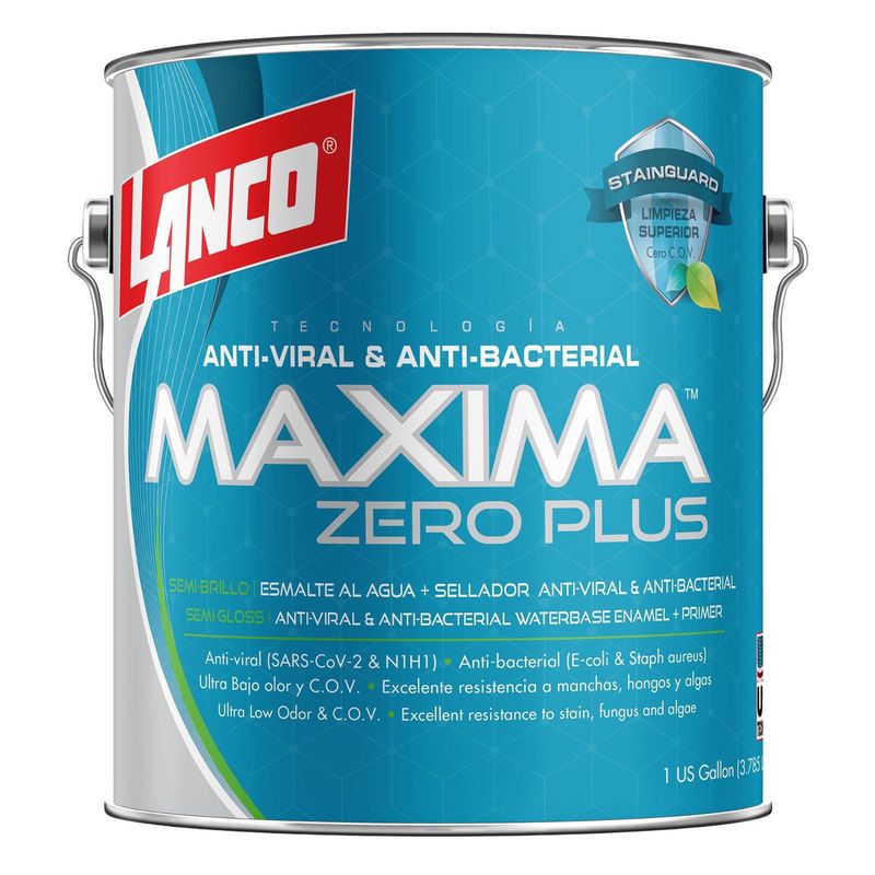 LANCO - Esmalte Agua Satin Maxima Zero Plus Stainguard Semibrillante 1 galón(es) Blanco