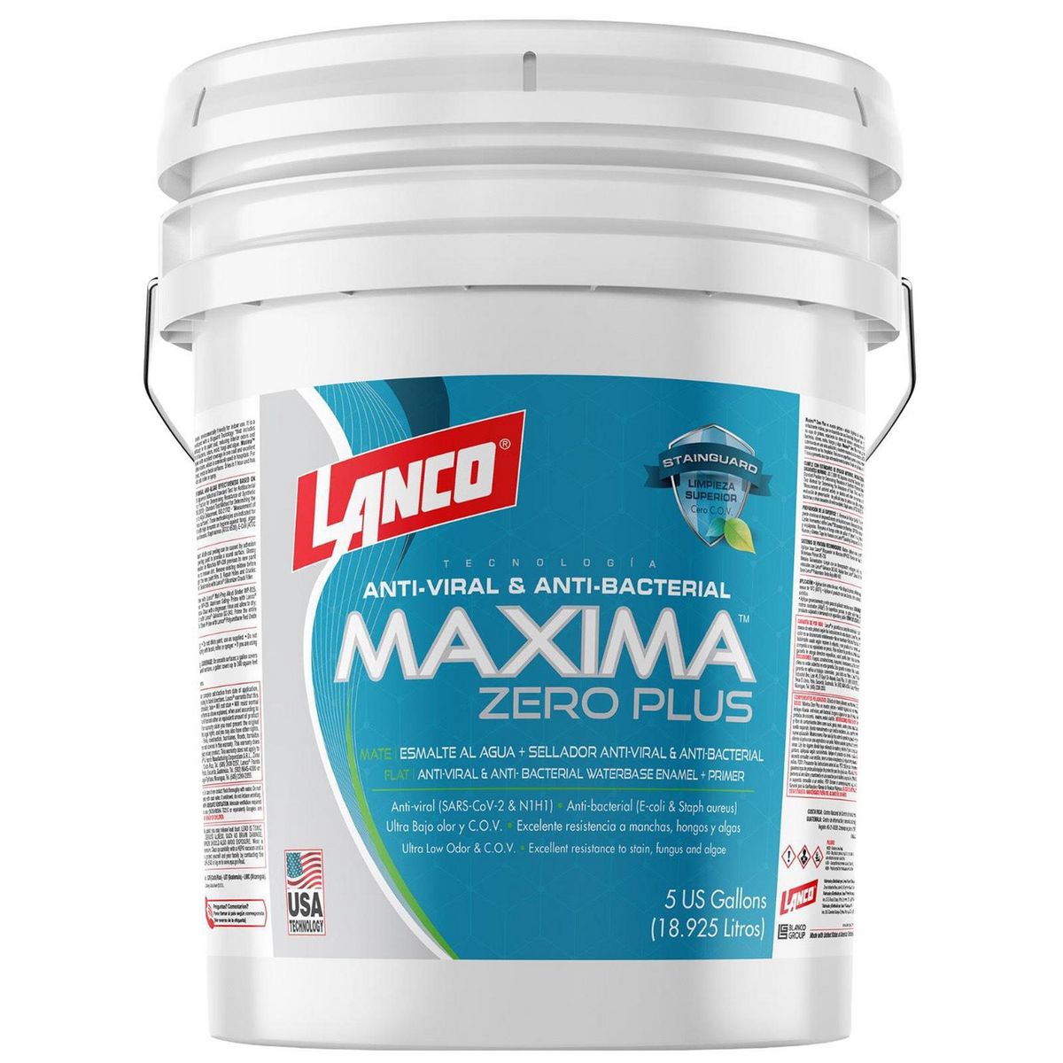 LANCO - Esmalte Agua Satin Maxima Zero Plus Stainguard Tineta 4 galón(es) Satinado Incoloro