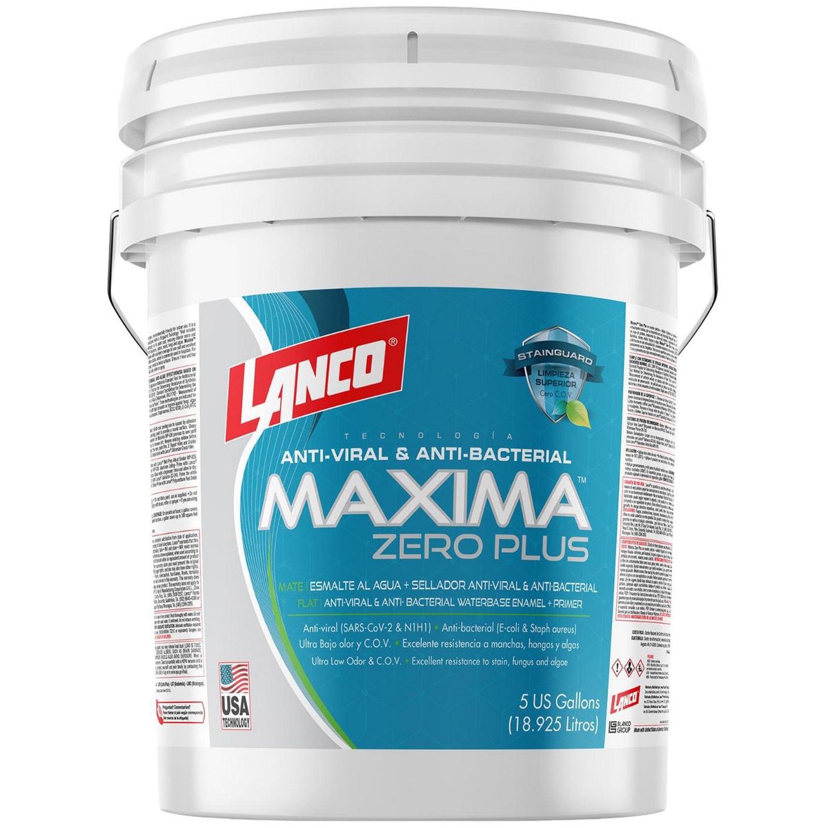 LANCO - Esmalte Agua Satin Maxima Zero Plus Stainguard Tineta 4 galón(es) Satinado Incoloro