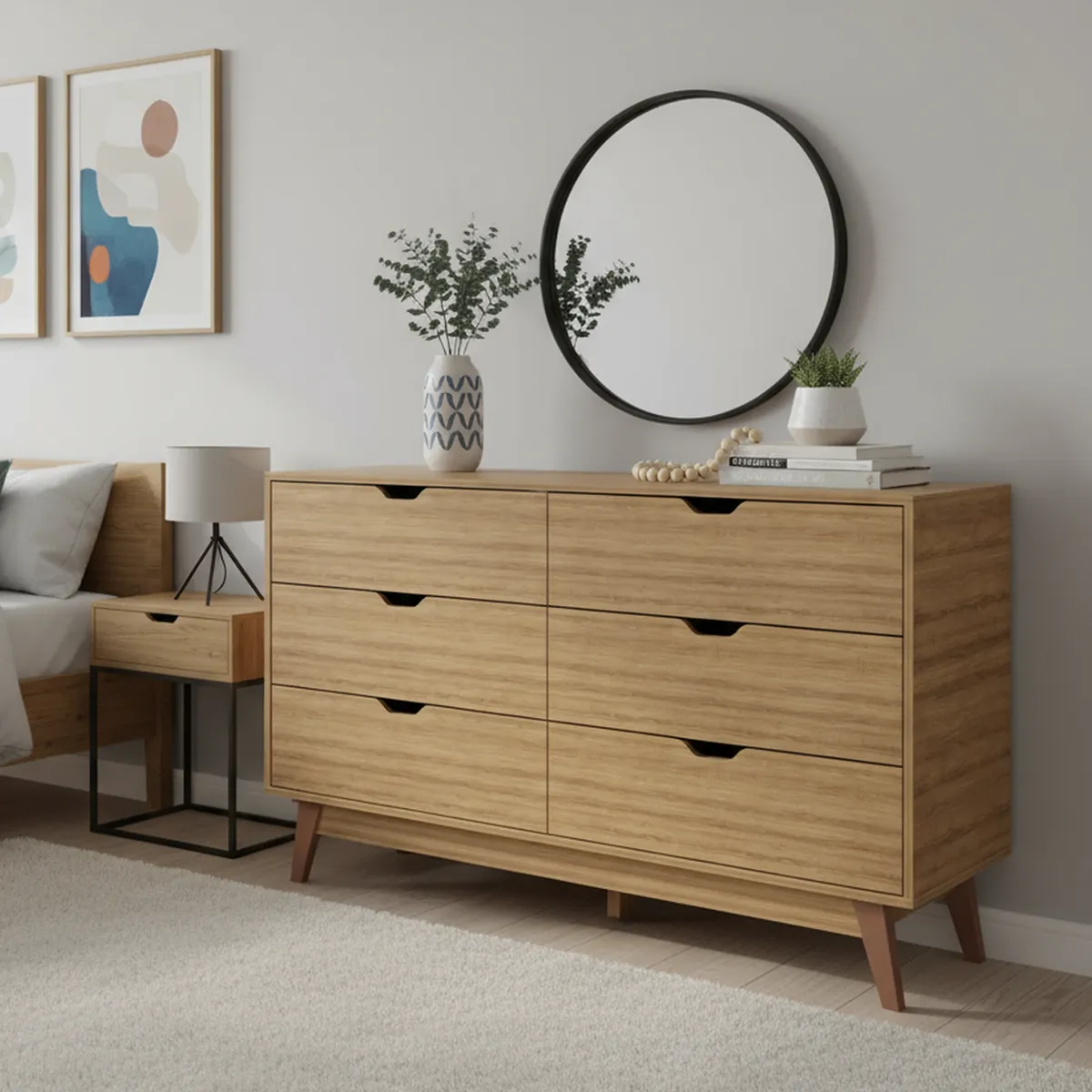 TECNOMOBILI - Cómoda 6 Cajón(es) CM8044.0002 136x77x38.8 cm Almendra