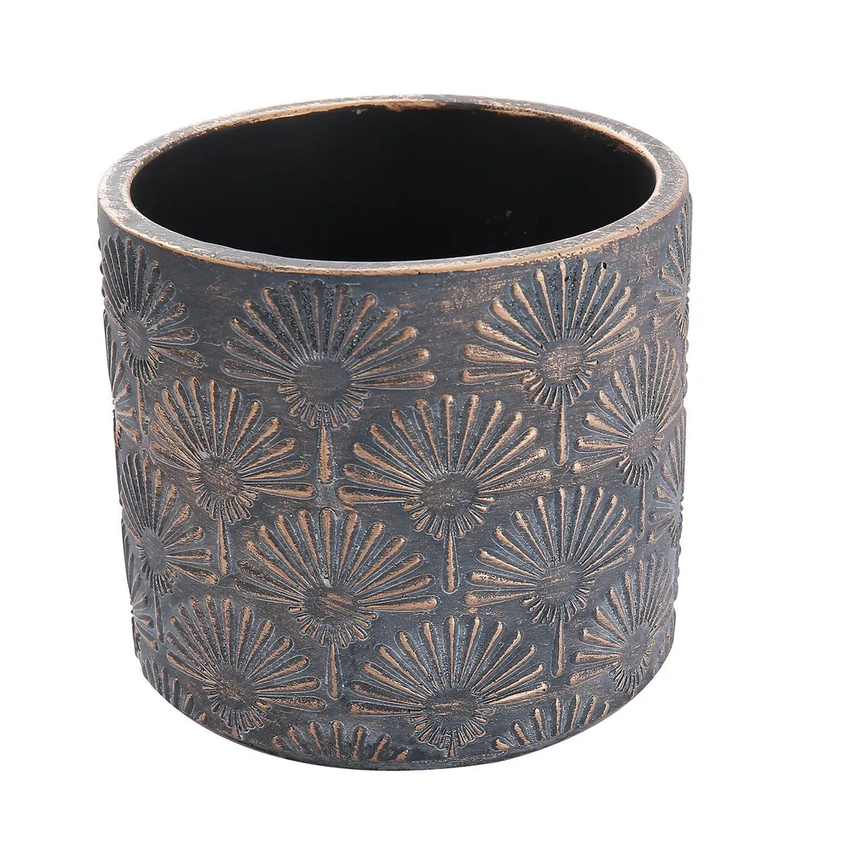 SOHOGAR - Maceta De Cemento Colores Cobre y Gris 10,8x12x12 cm