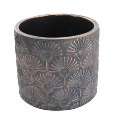 SOHOGAR - Maceta Cemento Cobre Gris 23.5x27 cm