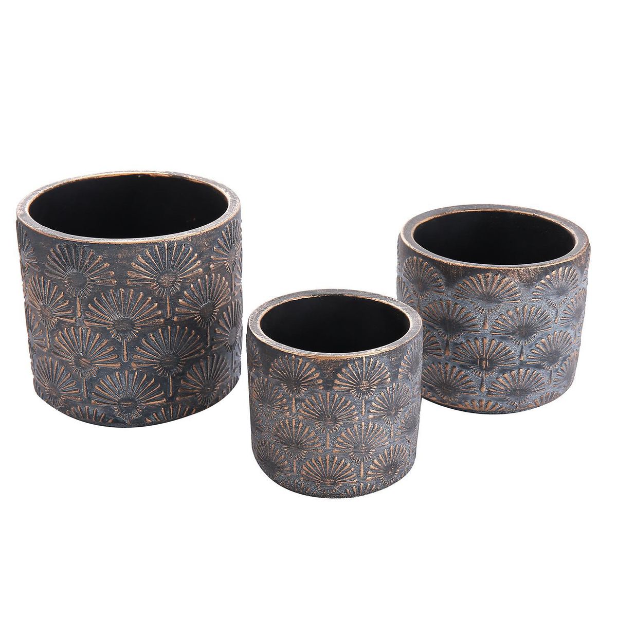 SOHOGAR - Maceta De Cemento Colores Cobre y Gris 10,8x12x12 cm