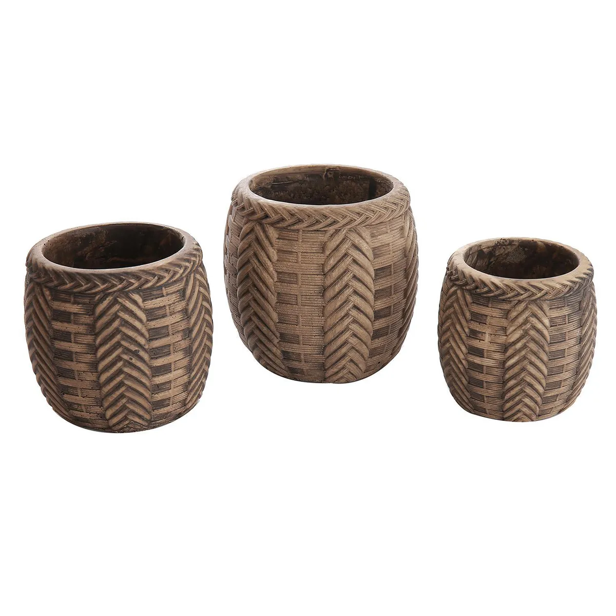 SOHOGAR - Maceta Trenza De Cemento Color Café Claro 10x10x10 cm