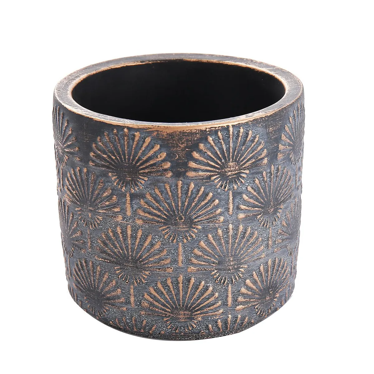 SOHOGAR - Maceta De Cemento Colores Cobre y Gris 13x14x14 cm