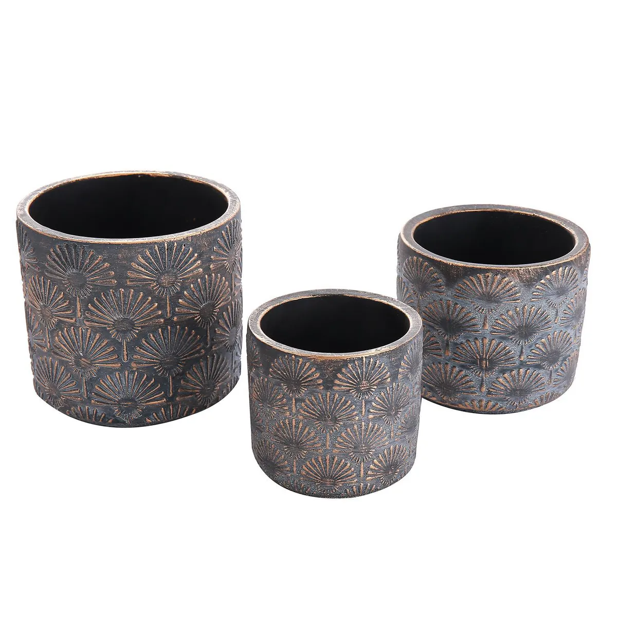 SOHOGAR - Maceta De Cemento Colores Cobre y Gris 13x14x14 cm