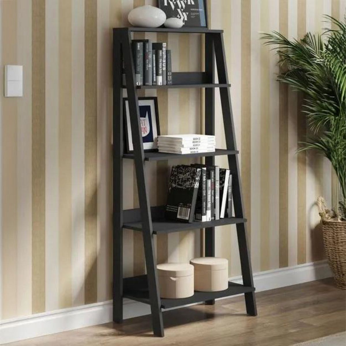 ALTAVISION - Estante MDP 4 Nivel(es) 61x140.3x40 cm Negro