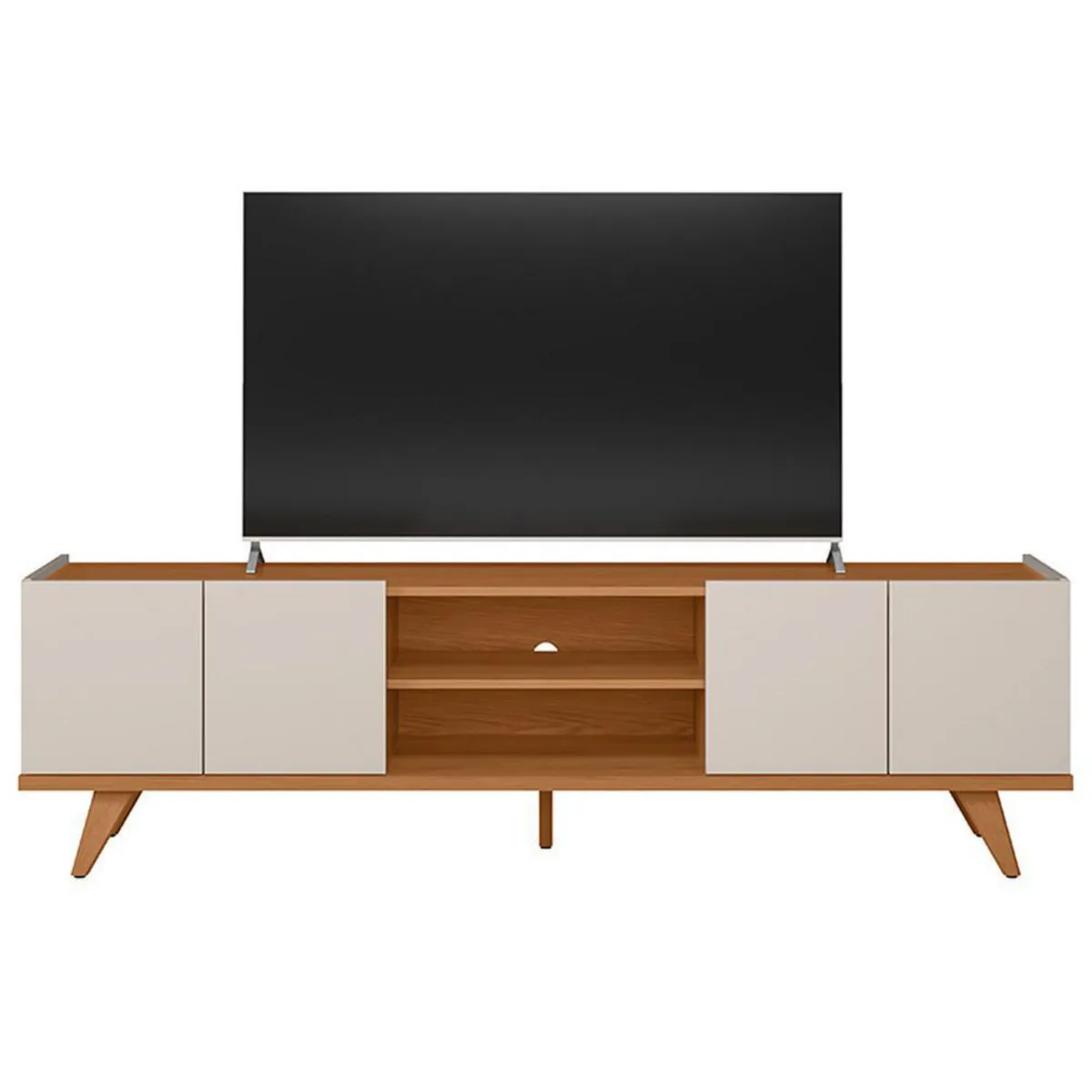 ALTAVISION - Rack TV 75 " Brazos OFF Blanco Café 180x51x39.3 cm