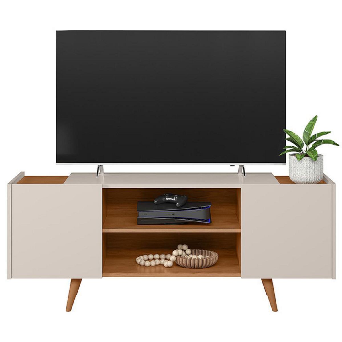 ALTAVISION - Rack TV 55 " River WH Blanco café 136x54.5x36.3 cm