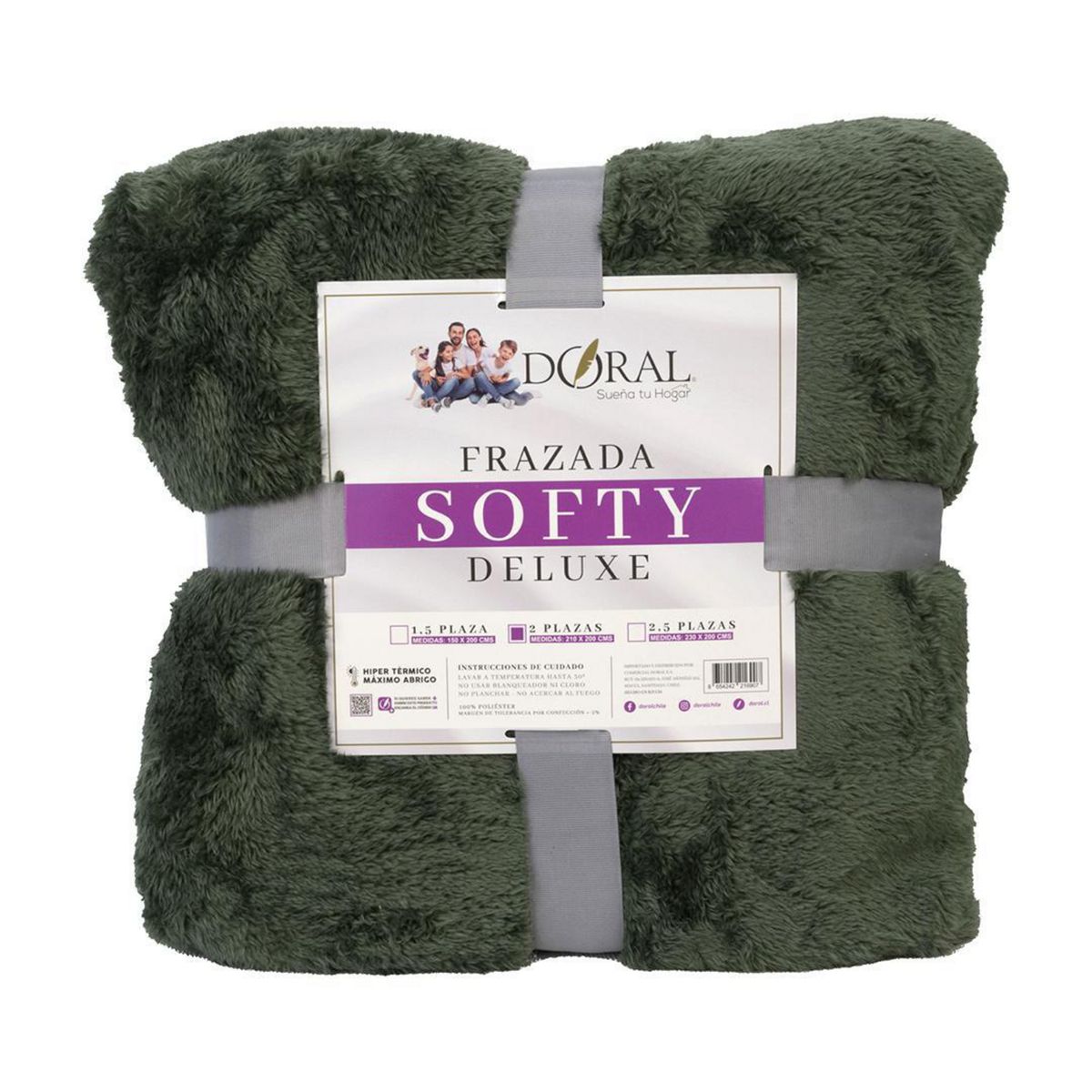 DORAL - Frazada Softy Deluxe 2 plazas Verde