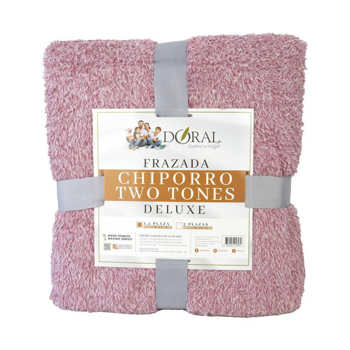 DORAL - Frazada Chiporro Two Tones Deluxe 1.5 plazas Burdeo