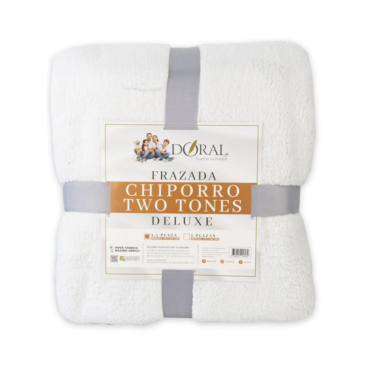 DORAL - Frazada Chiporro Two Tones Deluxe 1.5 plazas Blanco