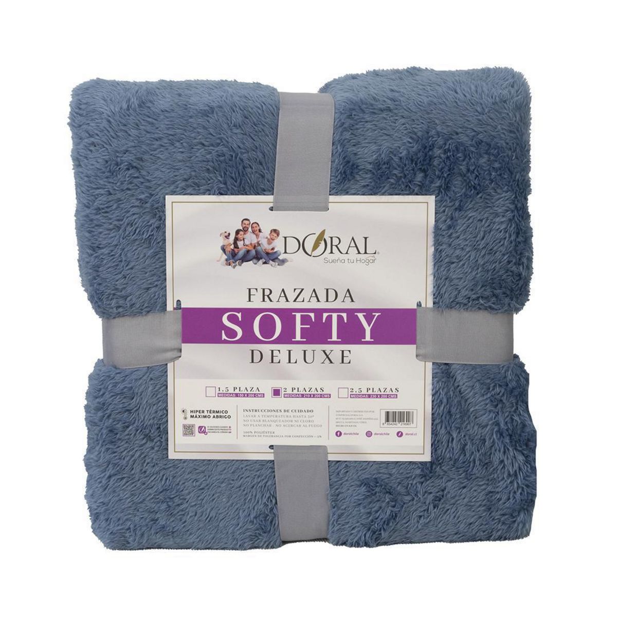 DORAL - Frazada Softy Deluxe 2 plazas Celeste