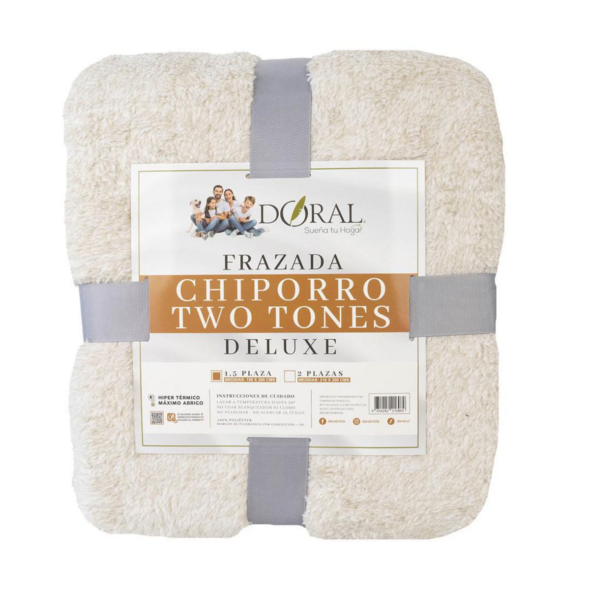 DORAL - Frazada Chiporro Two Tones Deluxe 1.5 plazas Beige