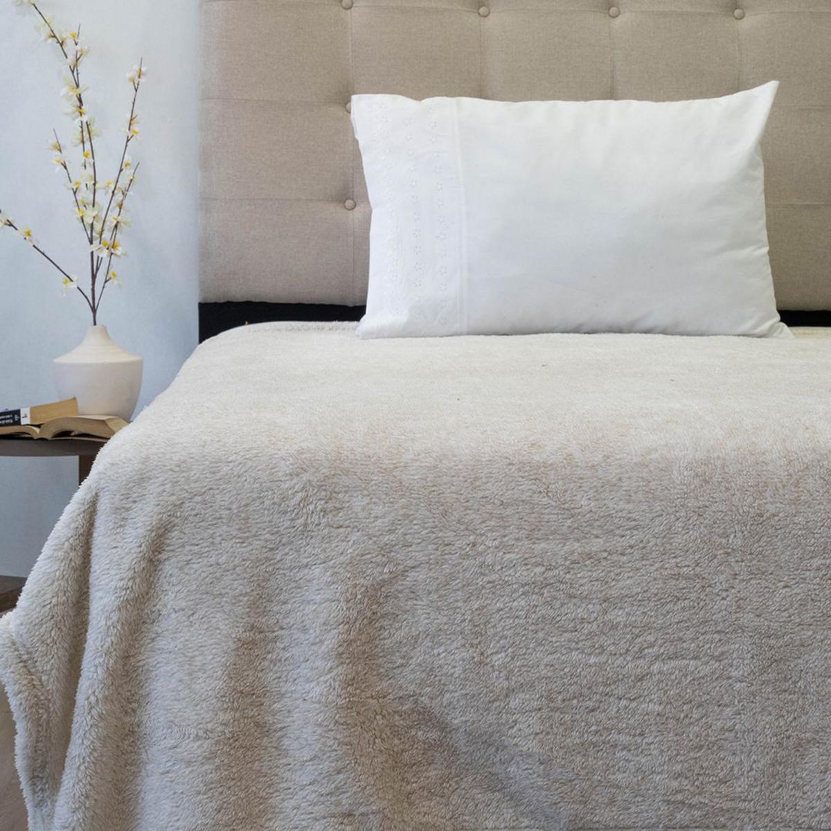 DORAL - Frazada Chiporro Two Tones Deluxe 1.5 plazas Beige