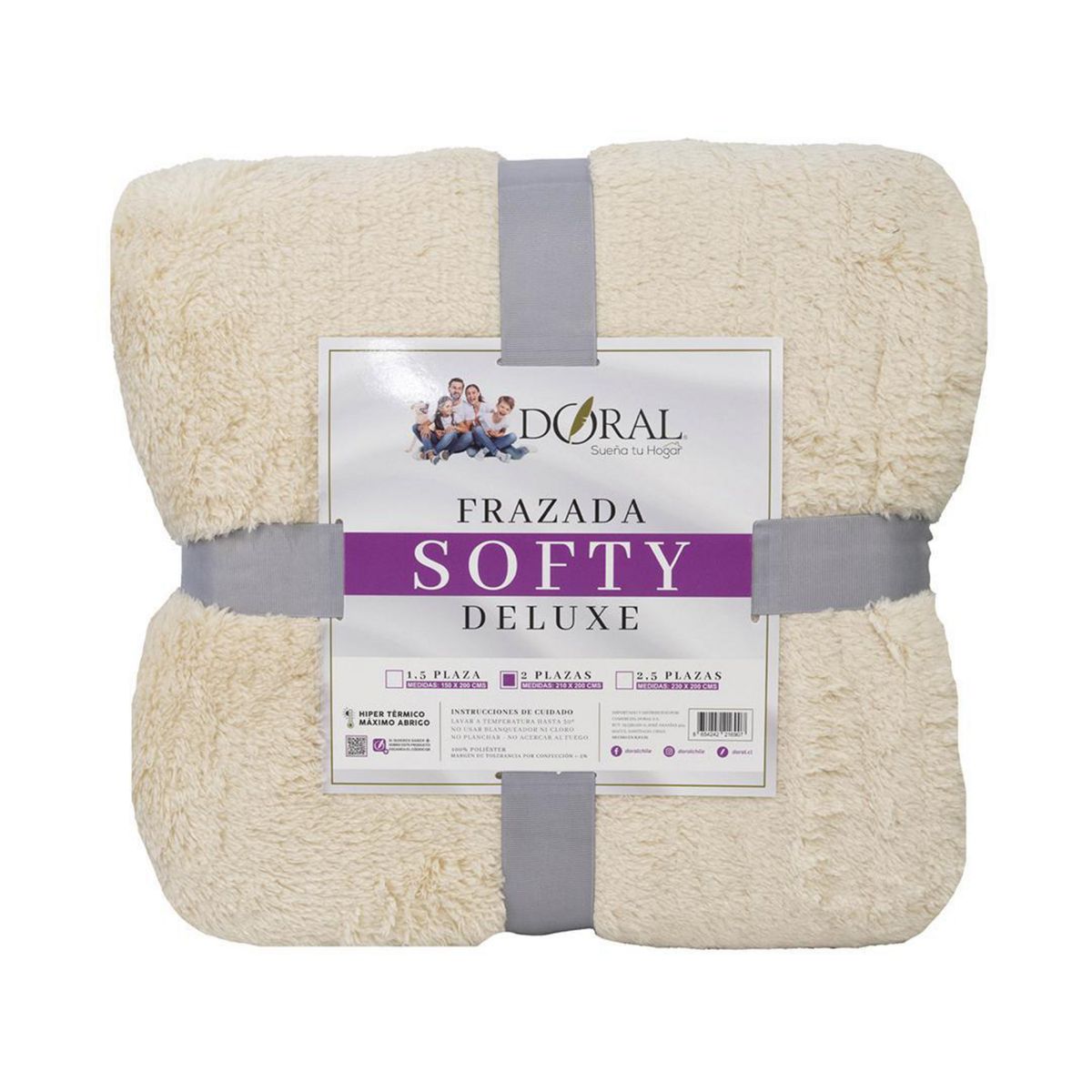 DORAL - Frazada Softy Deluxe 2 plazas Beige