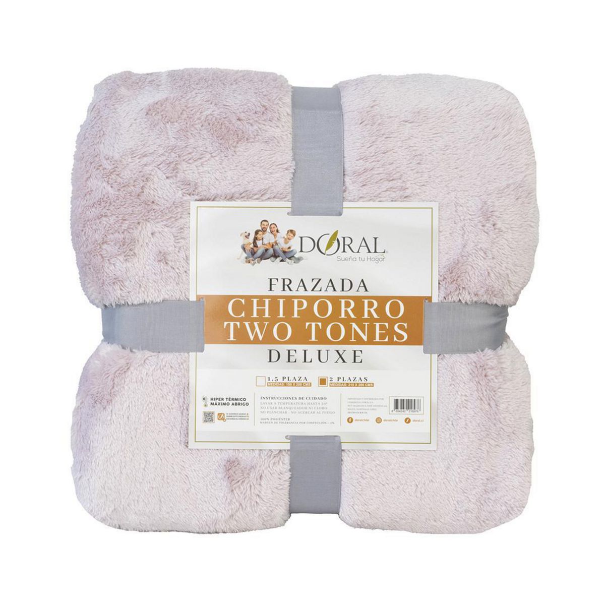 DORAL - Frazada Chiporro Two Tones Deluxe 2 plazas Rosado