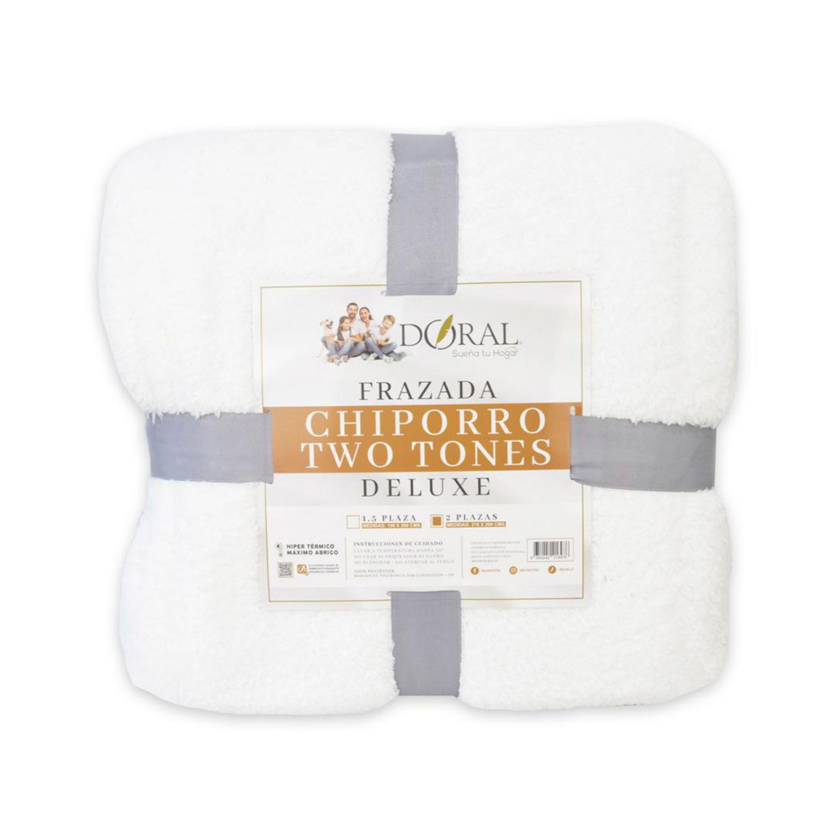 DORAL - Frazada Chiporro Two Tones Deluxe 2 plazas Blanco