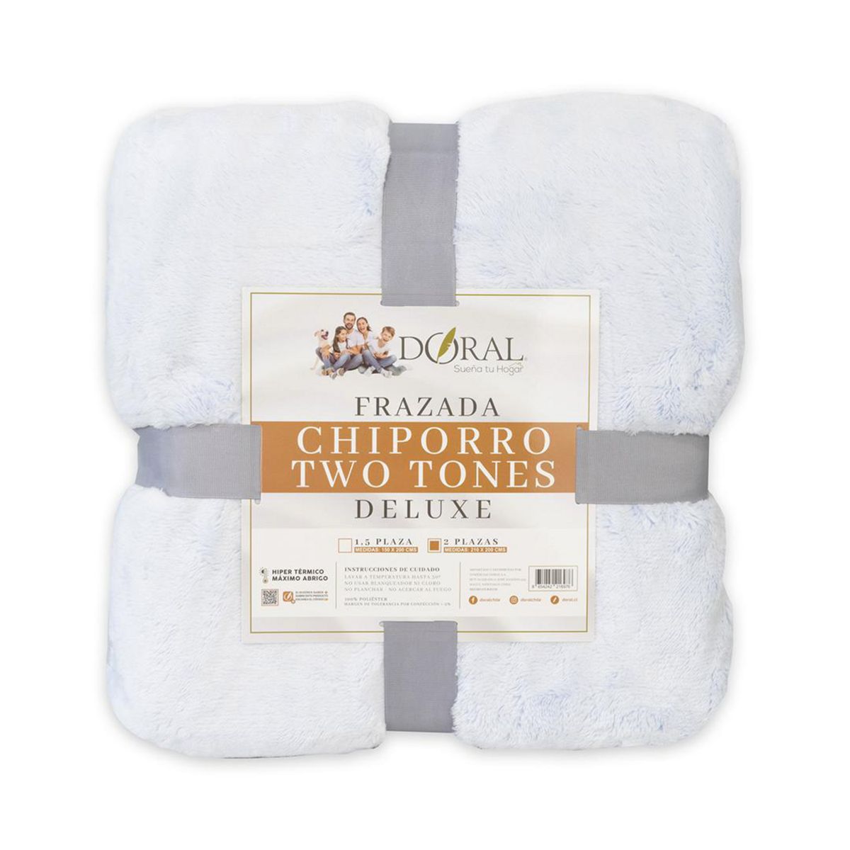 DORAL - Frazada Chiporro Two Tones Deluxe 2 plazas Celeste