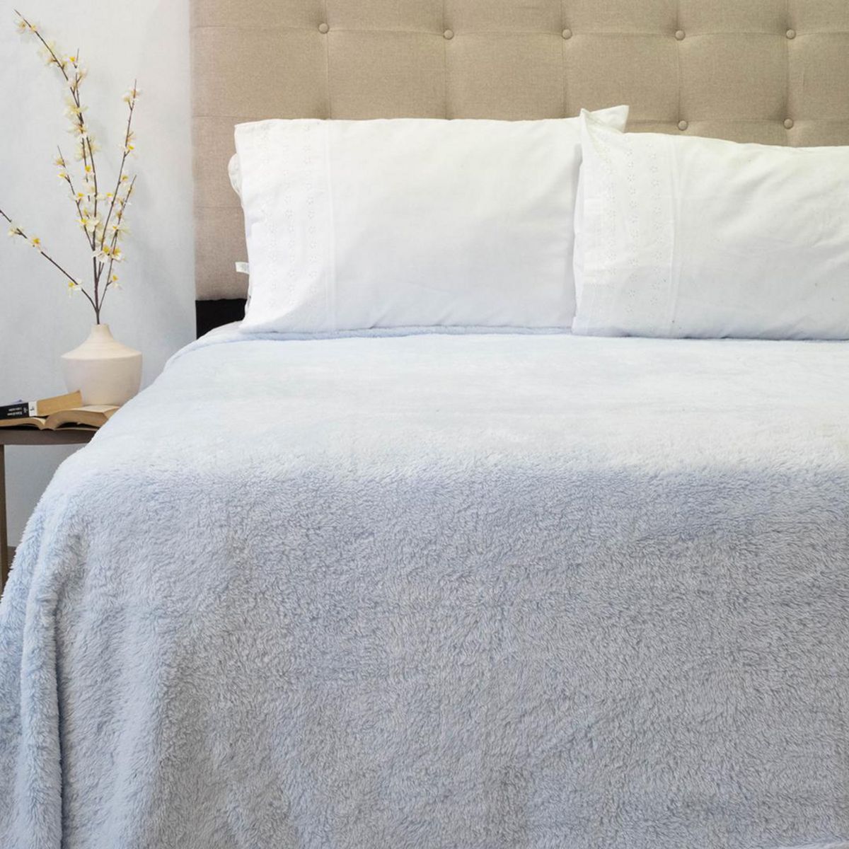 DORAL - Frazada Chiporro Two Tones Deluxe 2 plazas Celeste