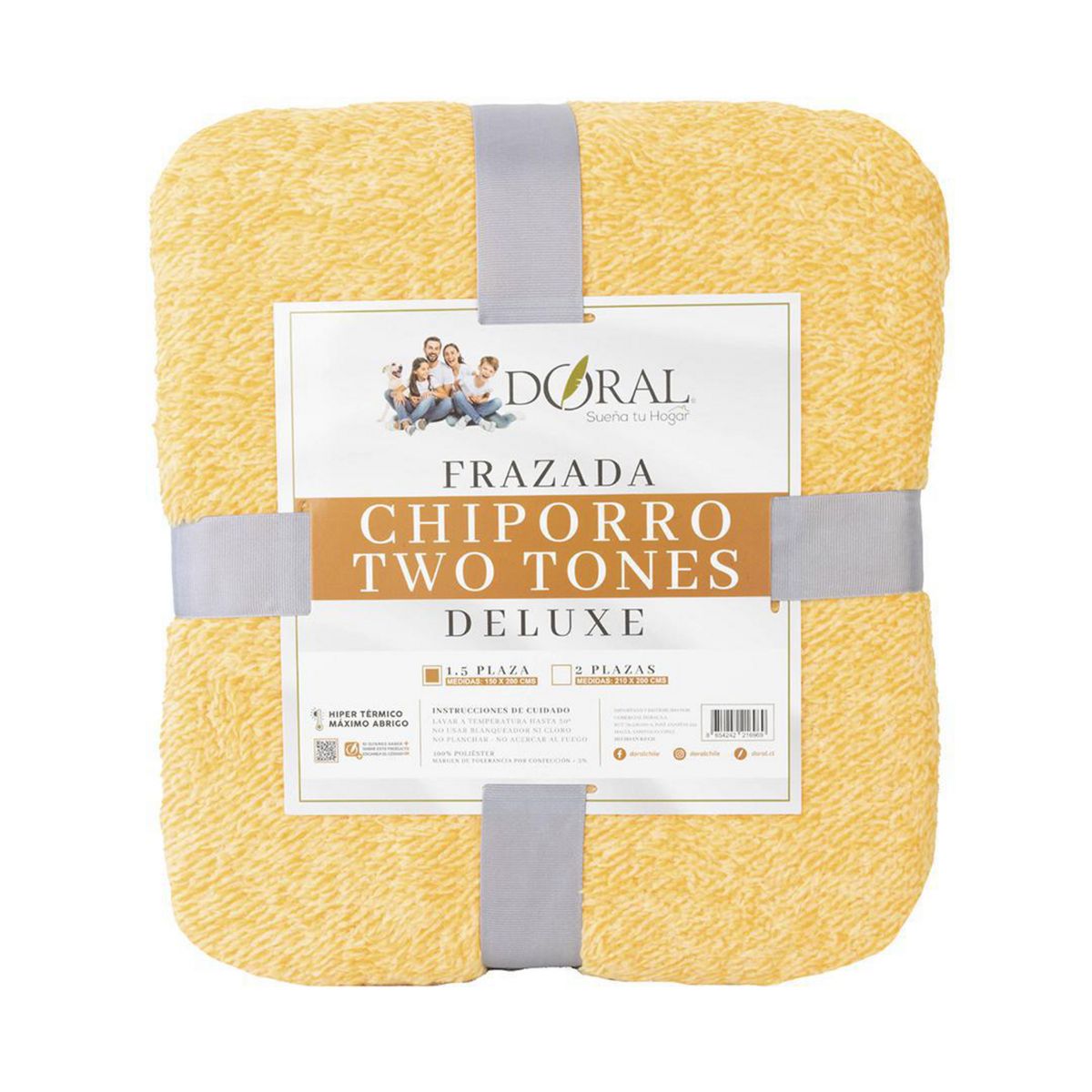 DORAL - Frazada Chiporro Two Tones Deluxe 1.5 plazas Mostaza