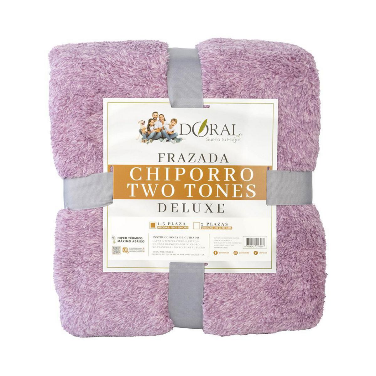 DORAL - Frazada Chiporro Two Tones Deluxe 1.5 plazas Guinda