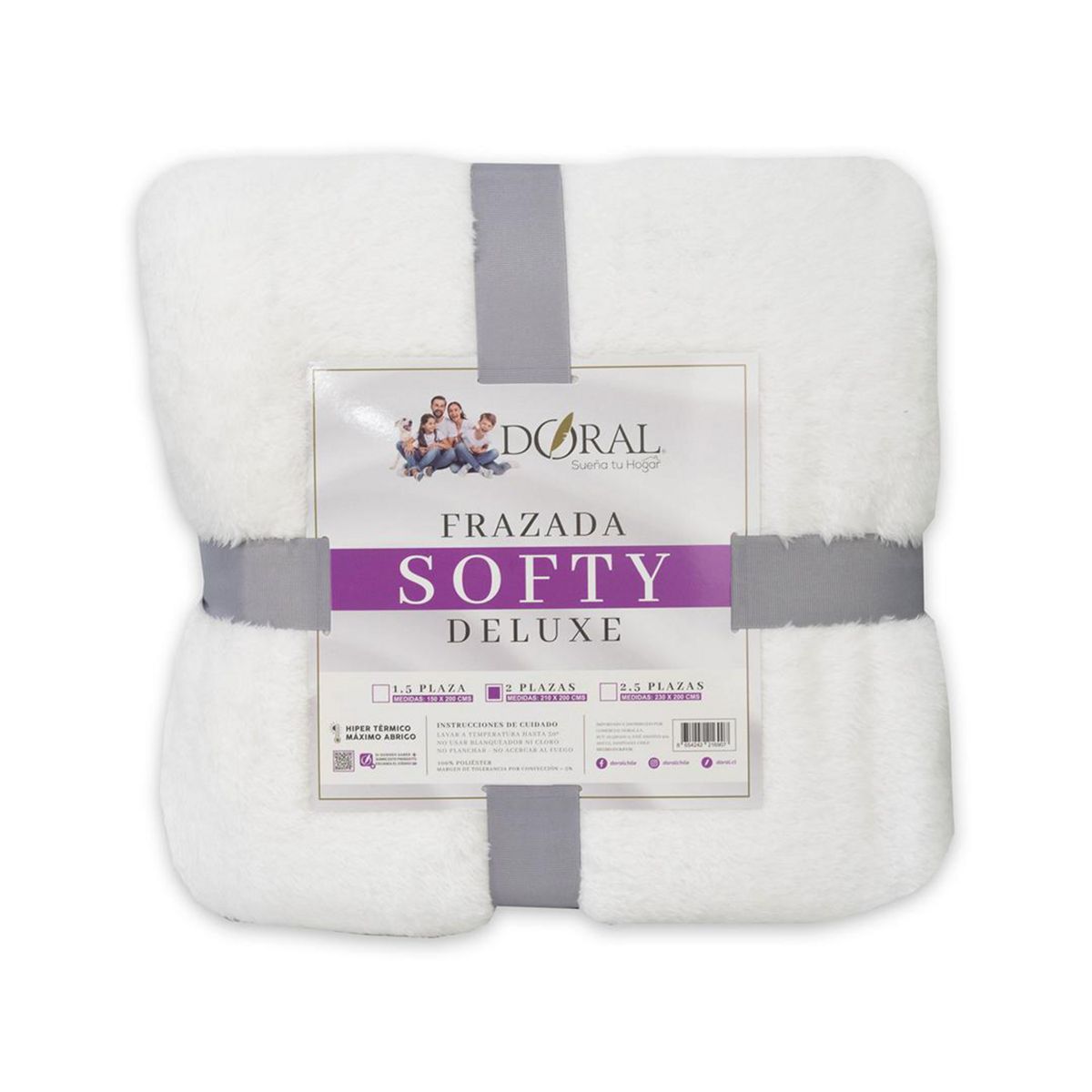 DORAL - Frazada Softy Deluxe 2 plazas Blanco