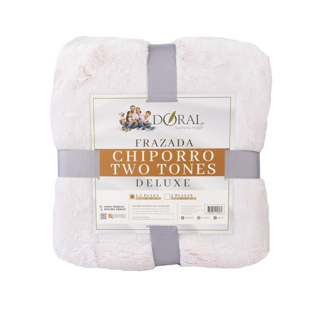 DORAL - Frazada Chiporro Two Tones Deluxe 1.5 plazas Rosado