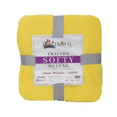 DORAL - Frazada Softy Deluxe 2 plazas Mostaza