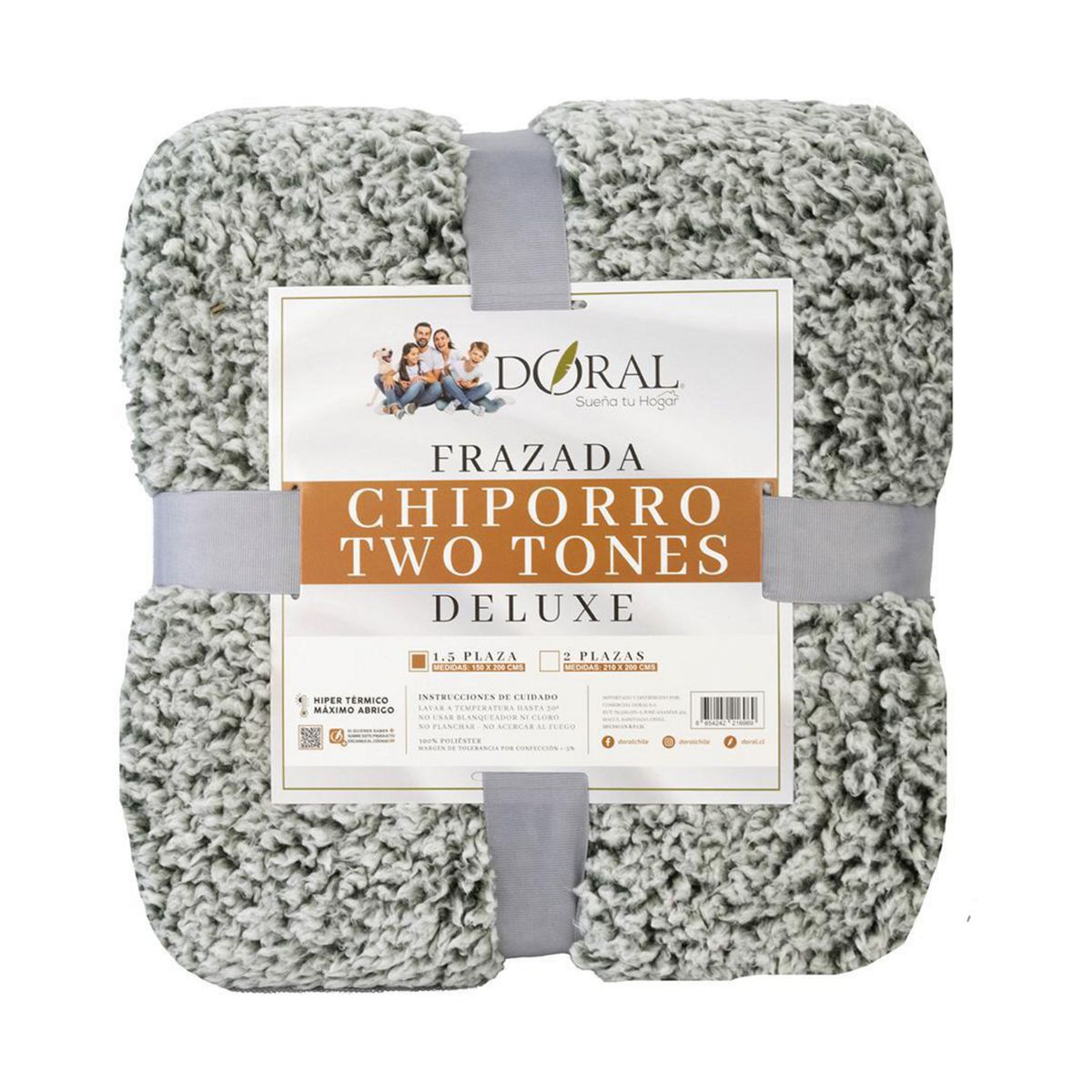 DORAL - Frazada Chiporro Two Tones Deluxe 1.5 plazas Verde