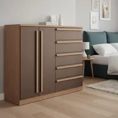 ONESSTA - Cómoda 5 Cajón(es) Malaga 131x111.5x44.8 cm Wood/terra