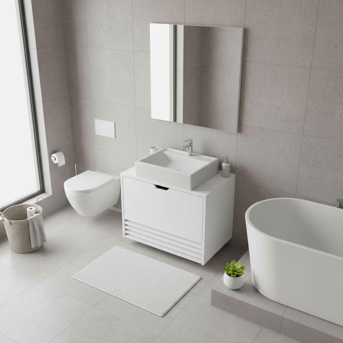 TECNOMOBILI - Mueble de baño BN3613.0100 Blanco 60x44.7x38.7 cm