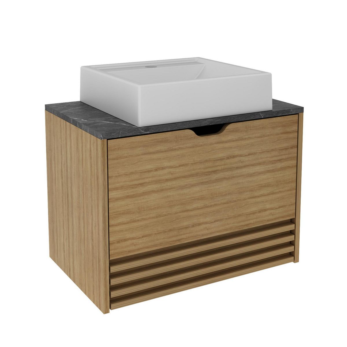 TECNOMOBILI - Mueble de baño BN3613.0101 Almendra/mármol lunar 60x44.7x38.7 cm