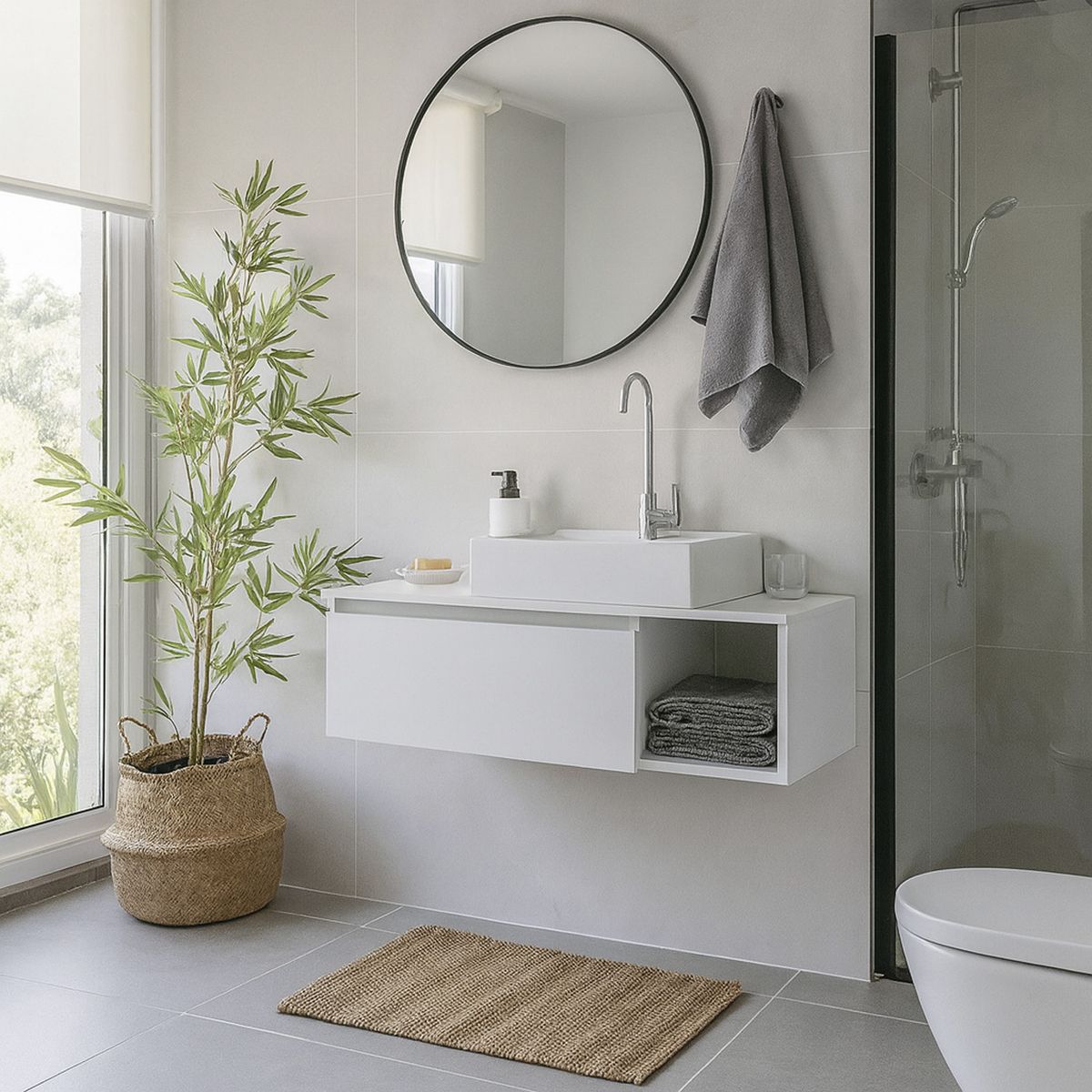 TECNOMOBILI - Mueble de baño BN3601.0103 Blanco 80x26.5x38.7 cm