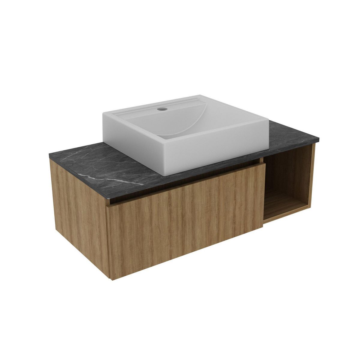 TECNOMOBILI - Mueble de baño BN3601.0104 Almendra/mármol lunar 80x26.5x38.7 cm