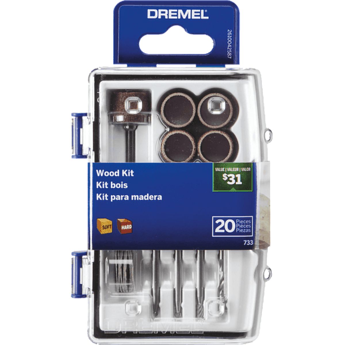 DREMEL - Kit de accesorios giratorios para madera 733-01 de 20 piezas