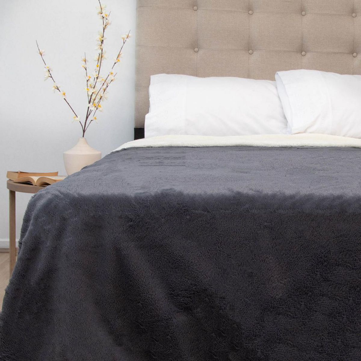 DORAL - Frazada Deluxe 2 plazas Gris Oscuro