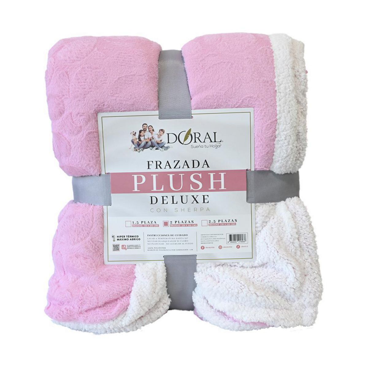 DORAL - Frazada Deluxe 2 plazas Rosado