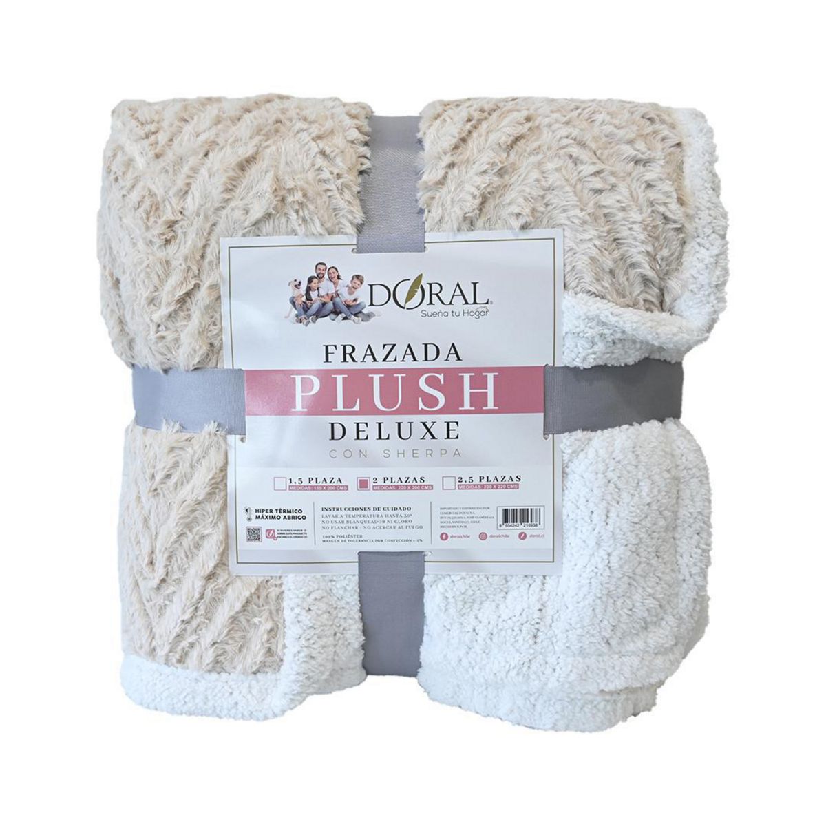 DORAL - Frazada Deluxe 2 plazas Beige