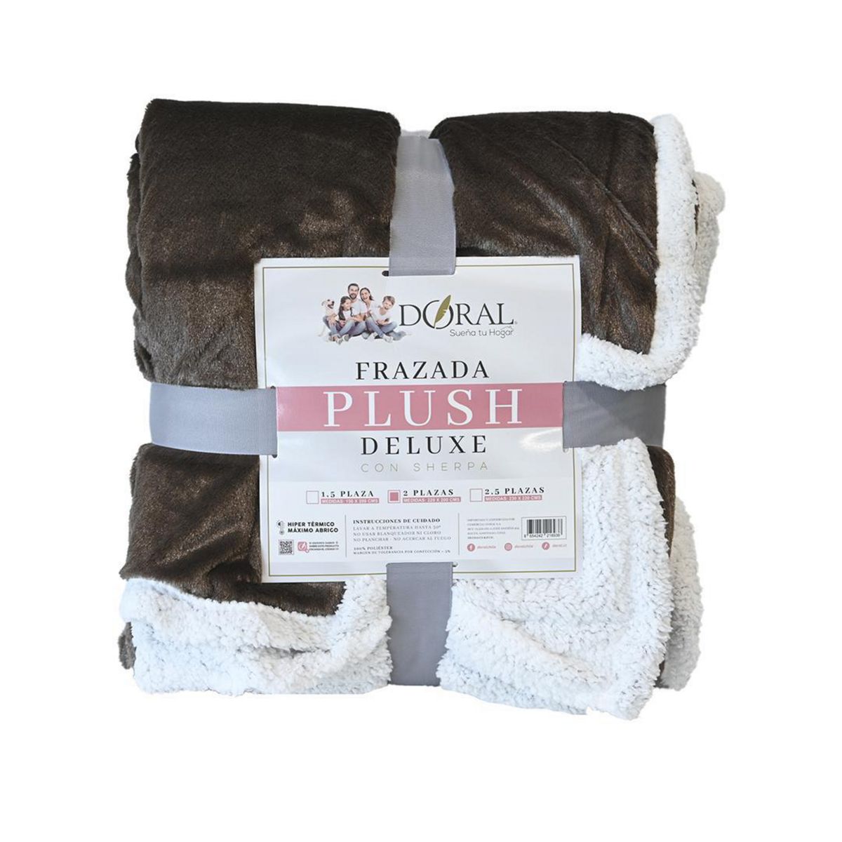 DORAL - Frazada Deluxe 2 plazas Café