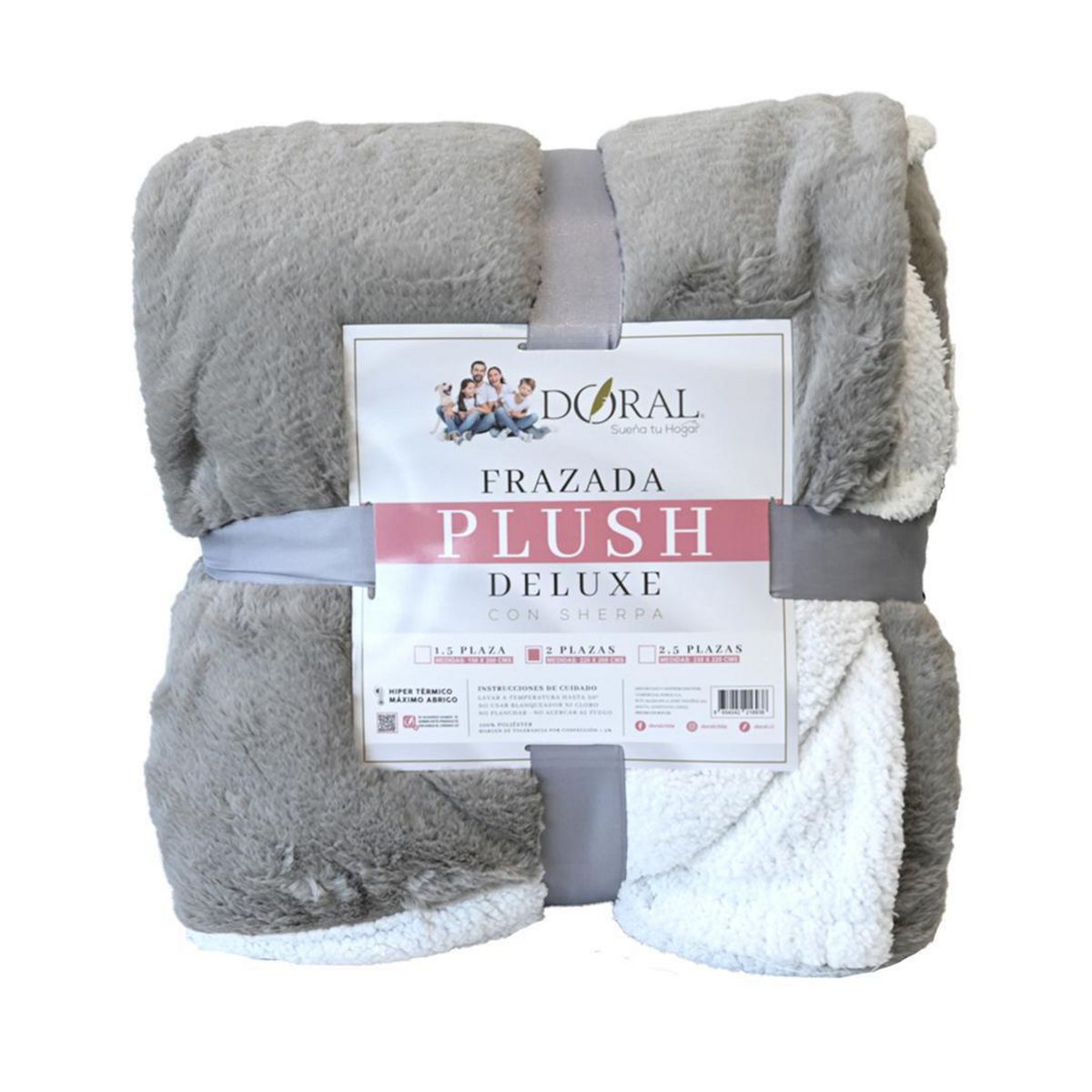 DORAL - Frazada Deluxe 2 plazas Gris Claro