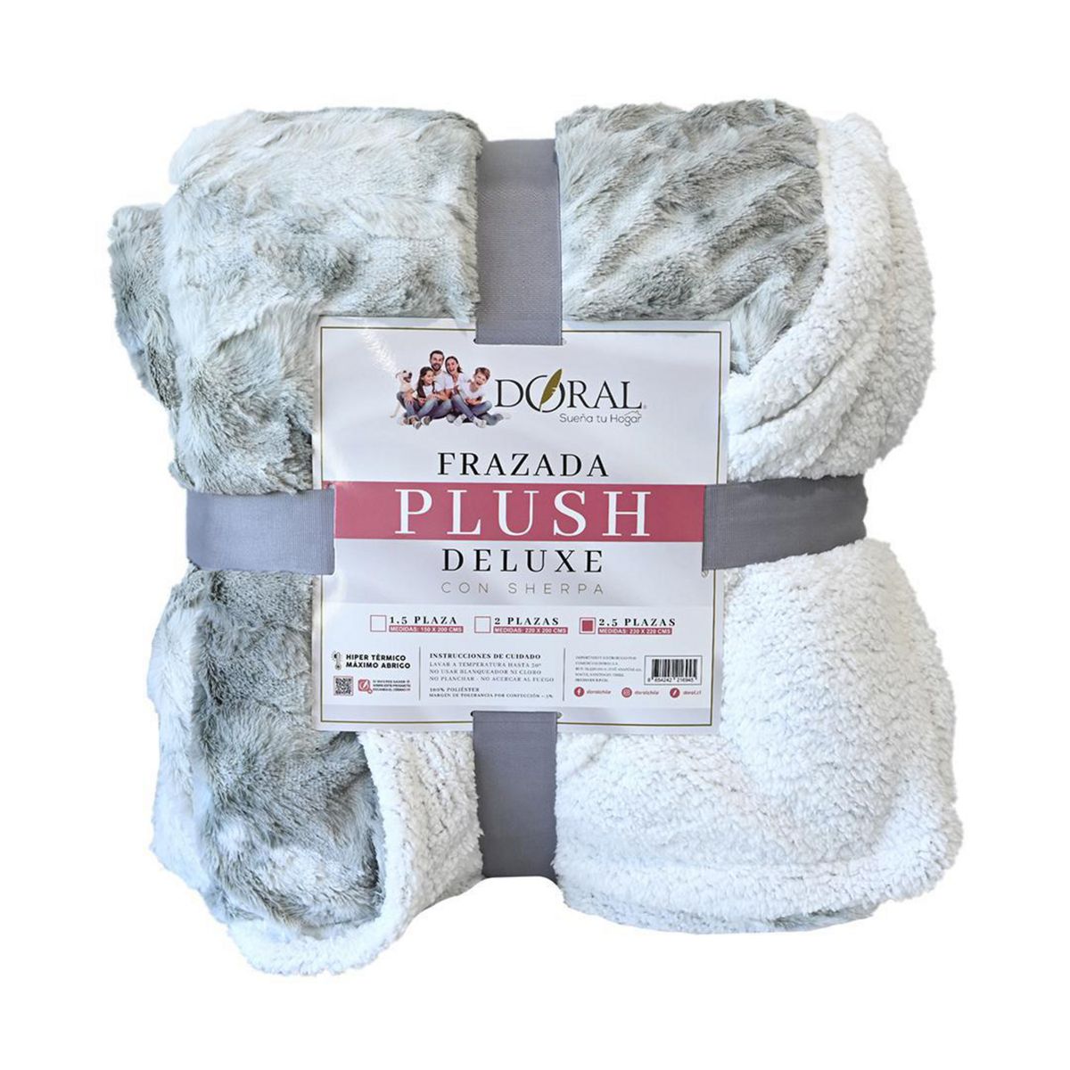 DORAL - Frazada Deluxe King Gris Claro