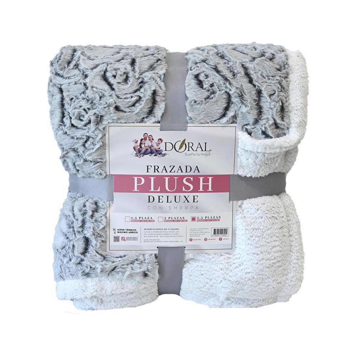 DORAL - Frazada Deluxe King Gris Jaspeado