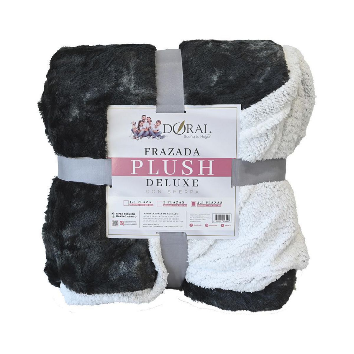 DORAL - Frazada Deluxe King Gris Oscuro