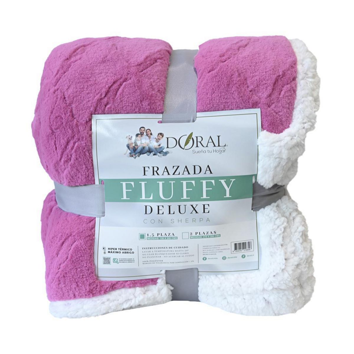 DORAL - Frazada Deluxe 1.5 plazas Fucsia